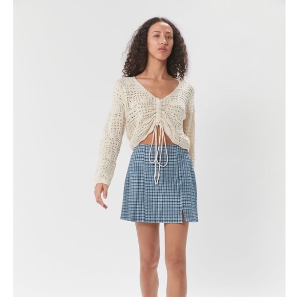 BDG Darren Seersucker Notched Mini Skirt NWT Size XS - Picture 2 of 9